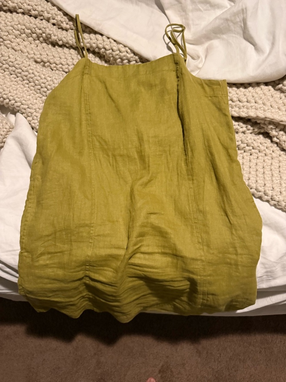 Madewell Olive-Green Linen A LineMini Slip Dress size 0